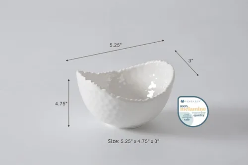 Miniatura 2 de Pampa Bay Cuenco ovalado pequeño de melamina inastillable, 5.25 x 4.75 pulgadas, tono blanco, sin BPA, apto para congelador y lavavajillas