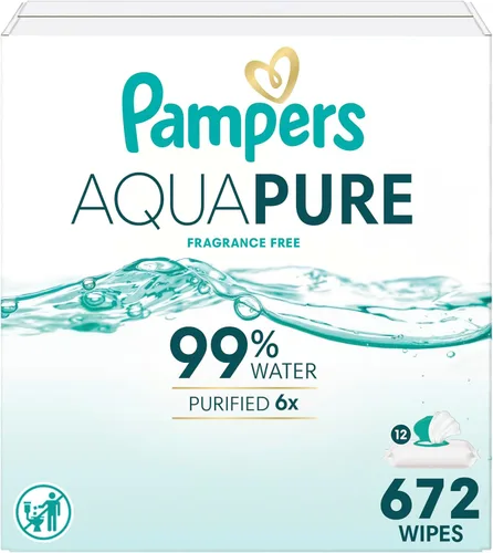 Miniatura 18 de Pampers Aqua Pure Toallitas para bebé, 99% agua, sin fragancia, 336 toallitas para bebé en total (6 paquetes con tapa de apertura)