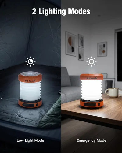 Miniatura 7 de THORFIRE - Linterna de campamento de manivela de mano, 2 unidades, luz LED plegable 2 en 1 recargable por USB, supervivencia de emergencia por