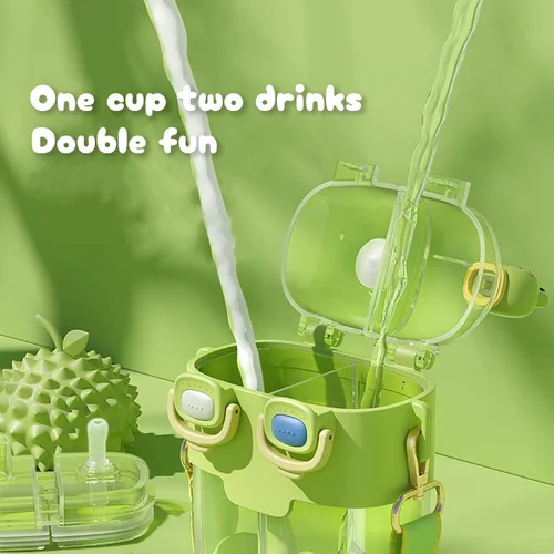 Miniatura 3 de Two Drink - Botella de agua para niños con pajilla, bonita estética, de gran capacidad, taza de dos capas para niñas, estudiantes, niños, escuela