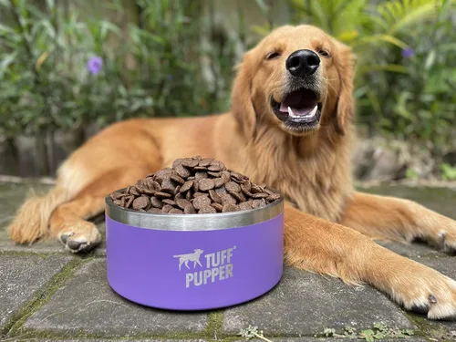 Miniatura 7 de Tuff Pupper Cuenco de acero inoxidable aislado resistente de 100 onzas para perros grandes, base antideslizante, apto para lavavajillas Púrpura Royal