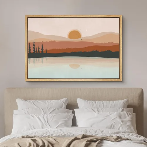 Miniatura 3 de SIGNFORD Impresión en Lienzo Enmarcado Arte de Pared Luna de Medianoche Cactus Desierto Duna Naturaleza Vida Silvestre Ilustraciones Decorativas