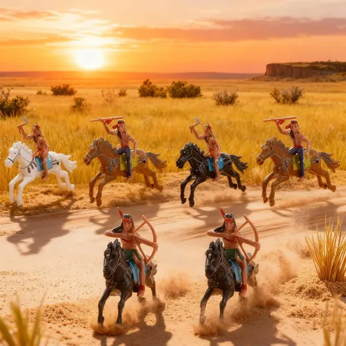 Miniatura 2 de NUOBESTY Figuras de modelo indio, equitación de plástico indios, figuras de nativos americanos, 8 piezas
