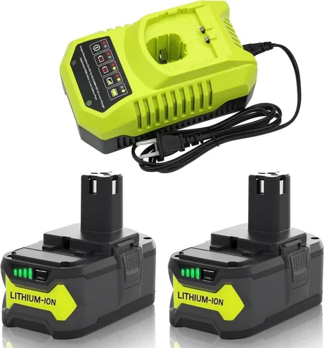 Batería de repuesto mejorada de 8000 mAh para batería y cargador Ryobi de 18 V 8.0 Ah compatible con batería de iones de litio Ryobi de 18 voltios