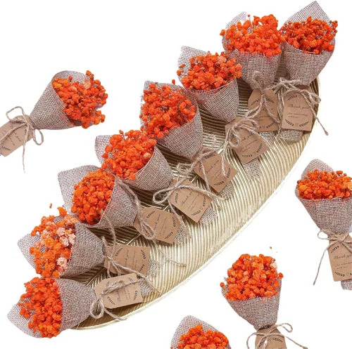 Miniatura 8 de Juego de 20 piezas de mini imanes con ramo de flores secas para recuerdos de boda rústicos, recuerdos de fiesta de baby shower para invitados, Blanco