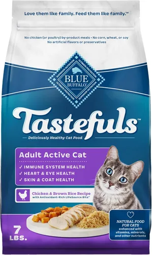 Miniatura 12 de Blue Buffalo Tastefuls - Comida seca natural para gatos adultos activos, receta de pollo y arroz integral, bolsa de 15 libras