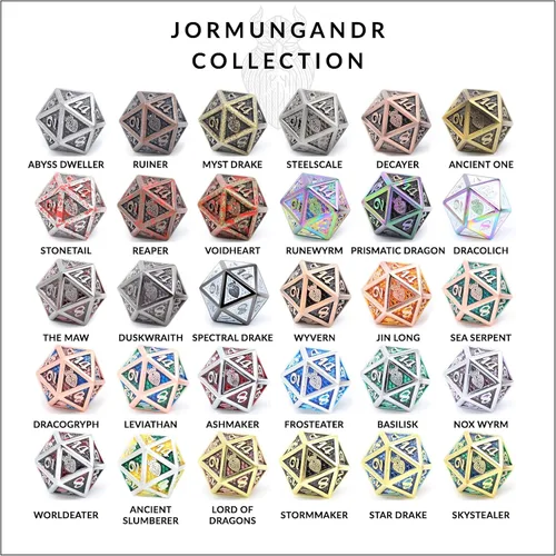 Miniatura 5 de HEIMDALLR Juego de dados DND de metal, 7 piezas, diseño de piel de dragón, tamaño de 0.630 in, logotipo en D20; juego de dados de metal y caja
