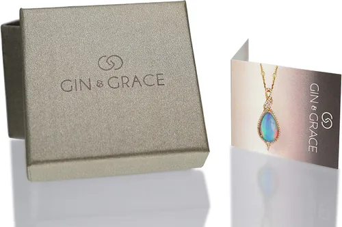 Miniatura 7 de Gin & Grace Pendientes de oro rosa de 14 quilates con ópalo natural (SI1) para mujer