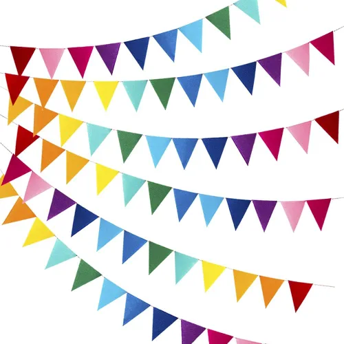 Miniatura 10 de Banderines de tela de fieltro arcoíris, 24 unidades/16.4 pies (paquete de 2) carteles decorativos para fiestas de cumpleaños, baby shower