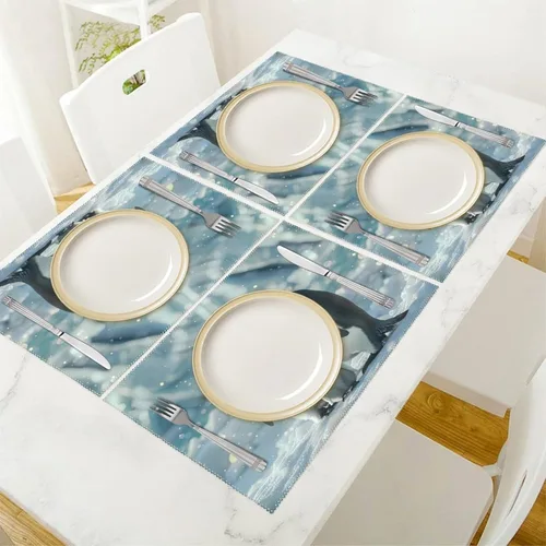 Miniatura 5 de Penguin Family Placemats Set of 6 Resistant Table Mats Washable Place Mats for Dinner Party Table Decoration