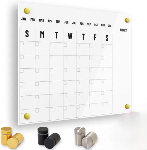 Calendario acrílico de borrado en seco para pared, calendario de pizarra blanca, alternativa de calendario de vidrio transparente grande, tablero no
