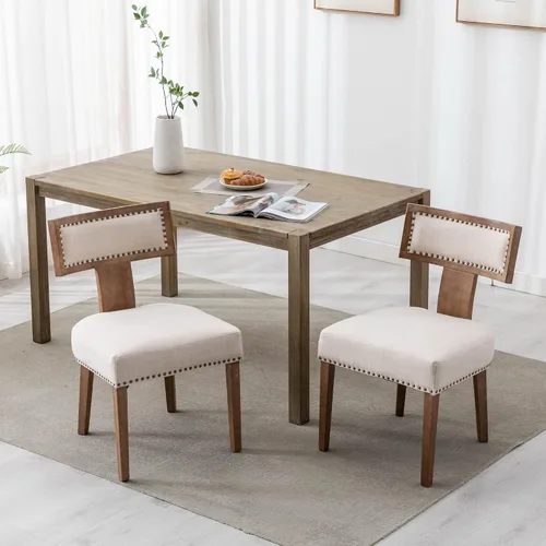 Miniatura 23 de BESTANO Juego de 2 sillas de comedor de ratán, modernas sillas de comedor de madera negra de mediados de siglo, sillas de comedor tapizadas de tela