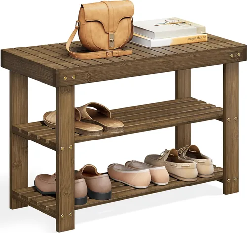 Miniatura 14 de SONGMICS Estante para Zapatos con Banco, Organizador de Almacenamiento de Zapatos de Bambú de 3 Niveles, Banco de Entrada, Soporta hasta 286 lb