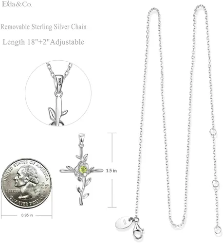Miniatura 5 de ELDA & CO. Regalos de cumpleaños, amor de mamá, collar de hojas de esperanza para esposa, plata de ley 925, piedras natales de mayo de junio