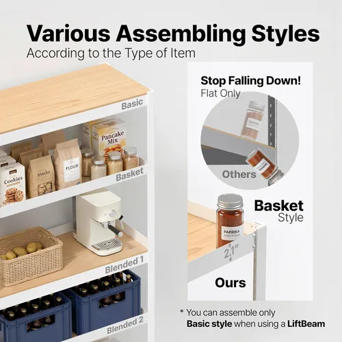 Miniatura 5 de HOMEDANT House Unidad de Estantería de Metal Laminado de 5 Niveles Estante de Almacenamiento Ajustable Rack Utilitario Estantes de Servicio Pesado