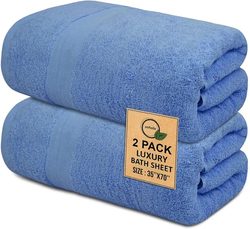 Miniatura 22 de Toallas de baño de lujo 100% algodón, paquete de 2 (35 x 70 pulgadas), súper suaves, de secado rápido y altamente absorbentes, para baño, hogar, spa