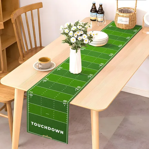 Miniatura 2 de Pudodo Camino de mesa de campo de fútbol, mantel de touchdown para el día del juego, fiesta de cumpleaños, cocina, comedor, decoración del hogar