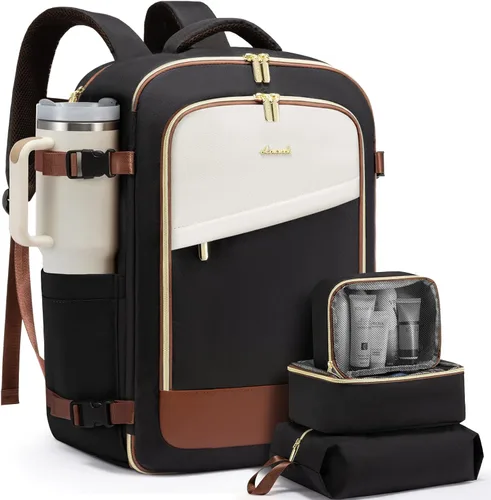 Miniatura 15 de Mochila de viaje LOVEVOOK para mujeres, mochila de 40L para llevar en el avión, Púrpura, negro