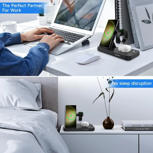 Miniatura 7 de Cargador inalámbrico para estación de carga Samsung, EWUONU Samsung 5 en 1, cargador inalámbrico rápido plegable para Samsung Galaxy S23 Ultra S22