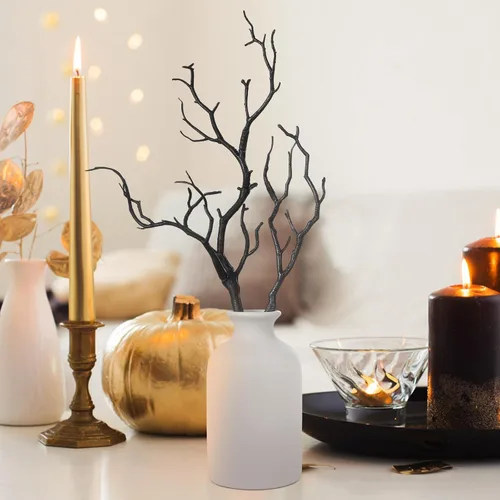 Miniatura 3 de SEWACC 4 ramas de árbol secas de cornamenta artificial, ramas de plástico con forma de asta de 13.76 pulgadas, ramitas decorativas para plantas