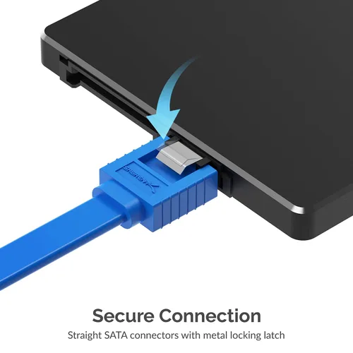 Miniatura 5 de SABRENT Cable de datos SATA III (6 Gbit/s) en ángulo recto con pestillo de bloqueo para unidades HDD/SSD/CD y DVD