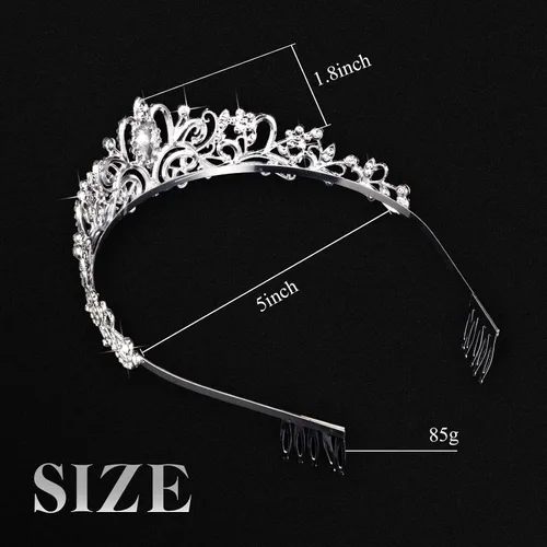Miniatura 4 de BBTO 10 piezas de tiaras y coronas de cristal para mujeres y niñas, corona de princesa con diamantes de imitación, diademas de reina con peines
