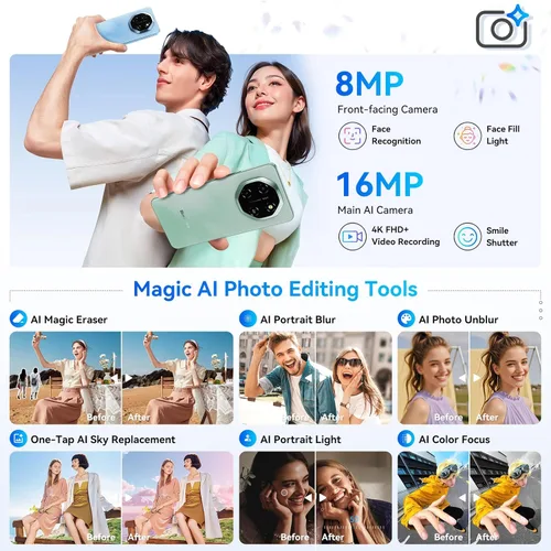 Miniatura 6 de Blackview Shark 6 Teléfonos Android Desbloqueados 5G (2025), Teléfono Celular Android 15 Desbloqueado, Pantalla de 6.88" 120Hz, 12GB+128GB/2TB