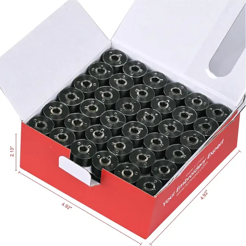 Miniatura 9 de Poolin Bobinas preenrolladas Richword Selected 144 piezas (clase 15) tamaño A de plástico, 70D/2 (60WT) hilo de bobina de poliéster para máquina