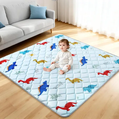 omzer Alfombra de juego para bebé para piso: tapete de corralito de 59 x 59 pulgadas, tapete de espuma acolchado suave y grueso para bebés y niños