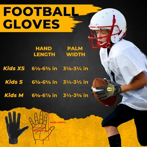 Miniatura 6 de HANDLANDY Guantes de fútbol para jóvenes, guantes receptores adhesivos para niños, guante de fútbol de súper agarre, mejor regalo para niños y niñas