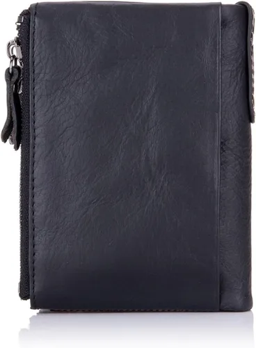 Miniatura 3 de BULLCAPTAIN Cartera de cuero genuino para hombres Vintage doble cremallera monedero billetera