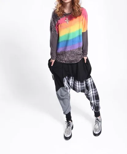 Miniatura 5 de ellazhu Pantalones de harén casuales para mujer, con cintura baja, bolsillos con estampado a cuadros, para hip hop, pantalones de yoga GY206 A