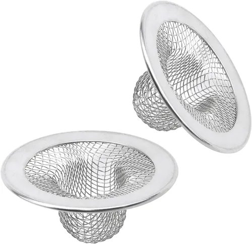 Antrader Colador para fregadero de cocina, 2 piezas de acero inoxidable de 2 pulgadas de diámetro de malla de filtro redondo para baño, bañera,