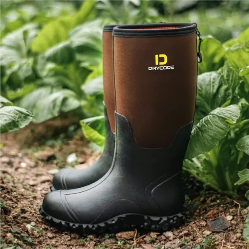 Miniatura 7 de DRYCODE Botas de goma para hombre para todas las estaciones, botas de lluvia impermeables con vástago de acero, de neopreno de 0.197in
