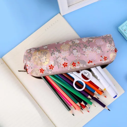 Miniatura 8 de Oyachic Estuche para lápices de bordado, bolsa para lápices de flores, caja para bolígrafos, bolsa organizadora para cosméticos, maquillaje