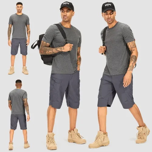 Miniatura 4 de Jessie Kidden Pantalones cortos tácticos para hombre, elásticos, para exteriores, resistentes al desgaste, rasgaduras, parada, trabajo, senderismo