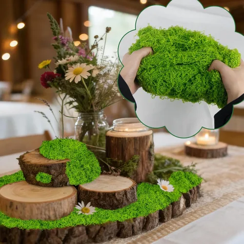 Miniatura 4 de Musgo falso para plantas en macetas de interior, 10.6 onzas, musgo artificial decorativo para manualidades, musgo sintético verde esmeralda