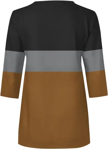 Miniatura 3 de Sudadera de manga larga con media cremallera para mujer, de gran tamaño, bloque de color, con cremallera de un cuarto, camisas de moda de primavera