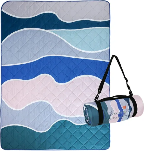 Exclusivo Mezcla Manta de picnic impermeable de 60 x 80 pulgadas, manta de camping moderna a prueba de arena de poliéster floral multicolor grande