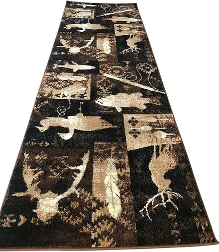 Miniatura 25 de Alfombra de pasillo estilo cabaña, estilo rústico, nativo americano, occidental, oso, alce, ciervo, vida silvestre, cabaña, diseño nativo 386