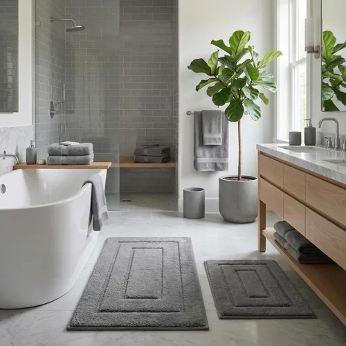Miniatura 19 de GRANNY SAYS Juego de 2 alfombras de baño suaves para baño, alfombras de baño antideslizantes y lavables, alfombras de baño absorbentes para bañera