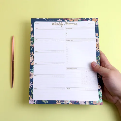 Miniatura 8 de Oriday Planificador semanal organizador de tareas, 52 hojas sin fecha de planificación extraíble (7.8 x 10 pulgadas, flor oscura)
