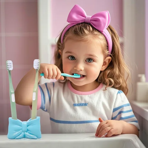Miniatura 4 de Hodao Bowtie - Soporte para cepillos de dientes y bolígrafos para niños, bonito soporte de almacenamiento multifuncional de resina, organizador