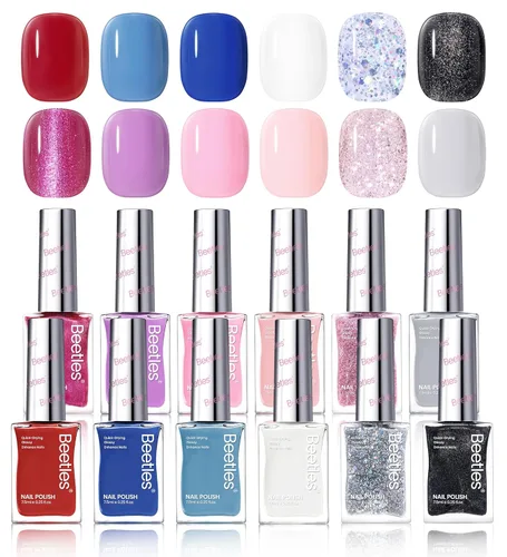 Miniatura 12 de Beetles - Juego de esmaltes de uñas de neón – Kit de esmalte de uñas de secado rápido, 12 colores, rosa intenso, verde, azul, amarillo, rojo, secado