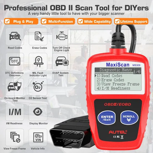 Miniatura 2 de Autel MaxiScan MS309 Can OBD-II Escáner de código de diagnóstico