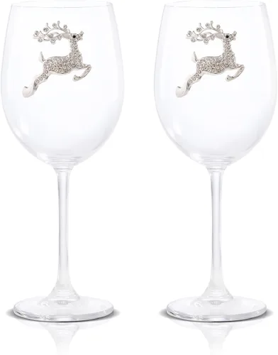 Miniatura 10 de Vipush Juego de Copas de Vino Navideñas de 4 - 18 Oz Vasos para Beber con Cristal Navideño sin Tallo Copas de Vino de Vacaciones Regalo Cristalería