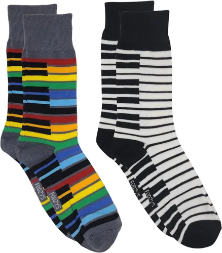 Foozys Calcetines para hombre Divertidos calcetines de moda con temática de teclas de piano 2 pares incluidos en dos colores, Color múltiple