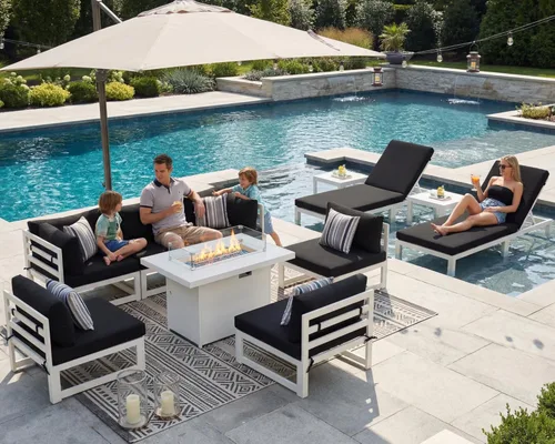 Miniatura 24 de NICESOUL - Juego de 10 muebles de patio extra grandes de aluminio moderno, sofá para exteriores con asiento de 29" de profundidad y ancho, 500 lbs