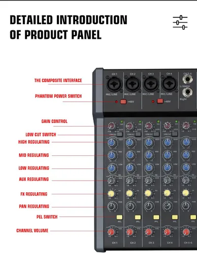 Miniatura 7 de Mezclador profesional de la serie B para grabación de DJ Stage Karaoke aplicación de música con unidad USB para entrada de grabación de computadora