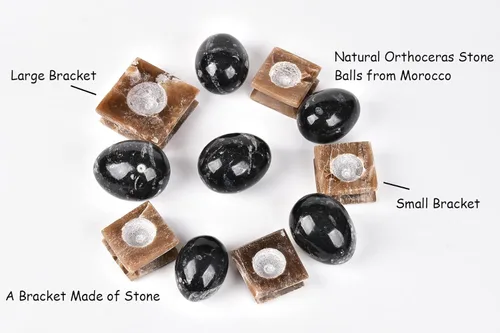 Miniatura 4 de AMOYSTONE Orthoceras Huevo negro con base de piedra natural para curar reiki decoración del hogar, tamaño mediano, altura individual 2.5-3 pulgadas